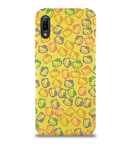 Huawei Y6 2019 Uyumlu Lansman Kılıf Hello Kitty Tasarımlı İçi Kadife Kapak-Sarı (Şeffaf)