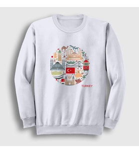 Presmono Unisex Beyaz Tourist Turist İstanbul Türkiye Turkey Sweatshirt 499787tt