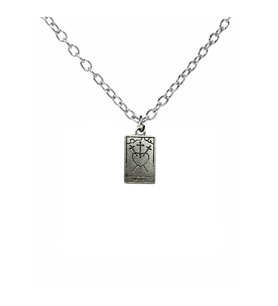 Heart Tarot Kartı Figürlü Kolye – 60 cm Zincirli Zamak Kaplama Unisex Romantik Spiritüel Aksesuar
