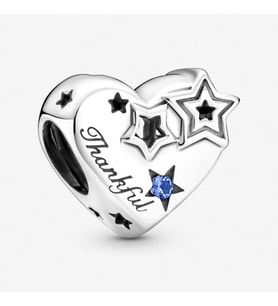 Nur Silver Minnettar Kalp ve Yıldızlar Gümüş Charm NUR-CM00389