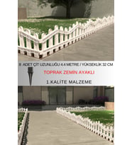Dekoratif Plastik Bahçe ve Peyzaj Çiti 1 ADET ÇİT (Y: 32 CM / G: 55 CM) TOPRAK AYAKLI (Beyaz)