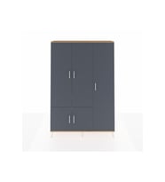 Arges Dolap 7 Raflı 5 Kapaklı Tek Askılı 132x30x195 Çam-Antrasit/Çam