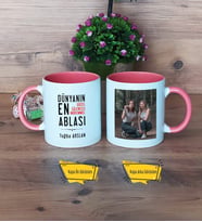 Ablaya Hediye Kupa Bardak Pembe Fotoğraflı Ablaya Doğum Günü Hediyesi