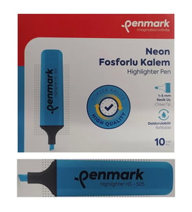 Penmark Fosforlu Kalem Neon Mavi Cam Göbeği Renk (10 Adet)
