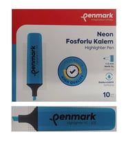 Penmark Fosforlu Kalem Neon Mavi Cam Göbeği Renk (10 Adet)