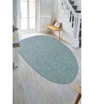 Konfor Halı Tema 9036 Turkuaz Sisal Hasır İç Dış Mekan Kilim Dekoratif Bahçe Balkon Salon Halısı