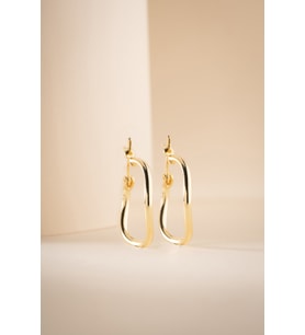 925 Ayar Gümüş Gold Kaplama 20 mm Dalgalı Şarnel Küpe