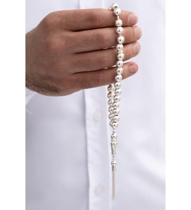 Gümüş Tespih Düz Küre Orta Boy 27gr