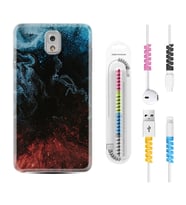 Samsung Note 3 4 5 8 9 20 Ultra 10 Lite Kılıf Kablo Koruma Spiral Silikon Red Blue Black Abstact 1386