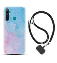 Realme 5i 5 Pro 6i 7 Pro 8 Kılıf Boyun Askılı Silikon Pink Blue Abstract 1385