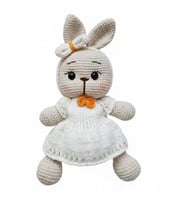 Bayan Tavşan Amigurumi Organik Oyuncak