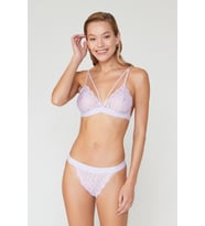 Velvet Dantelli Üçgen Pudra Bralet Takım (Lila)