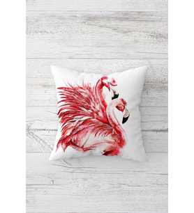 Pembe Flamingo Desenli Çift Tarafı Baskı Gizli Fermuarlı Yastık Kılıfı Kırlent Koltuk Yastık Kılıfı (Nar Çiçeği)