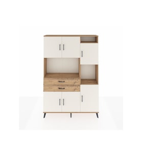 Arges Dolap 9 Raflı 2 Çekmeceli 6 Kapaklı 132x30x195 Çam-Aytaşı/Çam