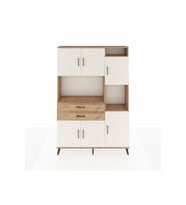 Arges Dolap 9 Raflı 2 Çekmeceli 6 Kapaklı 132x30x195 Çam-Aytaşı/Çam
