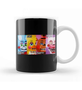 Fnaf Banner Rock Eat Party Play Banner Kupa Bardak Porselen