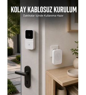 HD Kameralı Beyaz Görüntülü Kapı Zili Çift Yönlü Sesli Wi-Fi Akıllı Kapı Zili