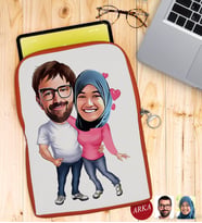 BK Gift Kişiye Özel Sevgililer Karikatürlü Taşınabilir Koruyucu Tablet Kılıfı & Organizer Çanta - Turuncu-58