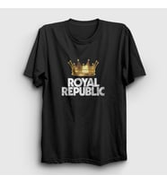 Presmono Unisex Siyah Crown Royal Republic T-Shirt 377728tt
