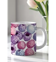 Renkli Meyve Desenli 330ml Baskılı Beyaz Seramik Kupa Bardak
