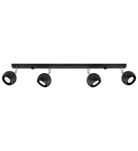 Rsylight Retro Siyah 180 Derece Hareketli Modern Spor 4 Lü Led Spot Avize Günışığı Ampullü