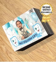 Kişiye Özel Resimli Magnet Diş Buğdayı 8x6 Cm 10 Adet (Mavi)