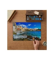 Yunan Adası Manzarası - Deniz - Tatil Tasarımı 240 parça Ahşap Puzzle Ahşap Kutuda MP01169