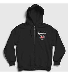 Presmono Unisex Siyah Logo V2 Nevermore Fermuarlı Kapüşonlu Sweatshirt 168011tt