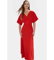 Dokuma Polyester Maxi Elbise A Kesim V Yaka Rahat Yazlık Günlük Kullanım İçin Yüksek Kalite