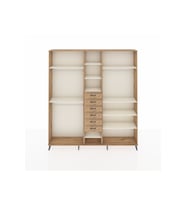 Arges Dolap 10 Raflı 6 Çekmeceli 3 Askılı 220x30x243 Çam-Aytaşı/Çam