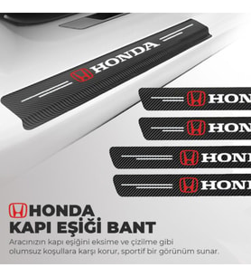 Honda Logolu Karbon Kapı Eşiği Koruyucu Bant Folyo 4'lü Set