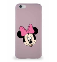 Apple iPhone 6S Soft Premier Kapak Minnie Mouse-C Tasarımlı Silikon Kılıf - Pudra (Şeffaf)