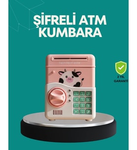 Pembe Atm Kasa Görünümlü Elektronik Şifreli Çocuk Kumbarası