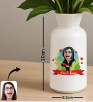 BK Gift Kişiye Özel Karikatürlü Öğretmenler Günü Tasarımlı Seramik Vazo-9, Ev Hediyesi, Öğretmene Hediye