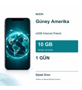 Güney Amerika eSIM İnternet Paketi Günlük 10 GB 1 Gün