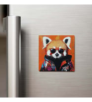 Red Panda - Kızıl Panda - Güneş Gözlüklü Style - Buzdolap Magneti - 9x9 Cm