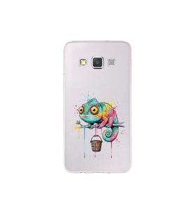 Samsung Galaxy A3 ile Uyumlu Splash Bukalemun Tasarımlı Şeffaf Silikon Kılıf