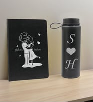BK Gift Sevgiliye Özel İsimli Siyah Defter ve Cam Matara Hediye Seti-5, Sevgiliye Hediye, Sevgililer Günü, Yeni İş Hediyesi