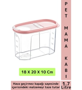 Dayanıklı Sert Plastik Hijyenik Tazelik Sağlayan Hava Geçirmez Kapak Kedi Köpek Mama Kabı 1.7 Litre
