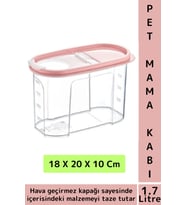 Dayanıklı Sert Plastik Hijyenik Tazelik Sağlayan Hava Geçirmez Kapak Kedi Köpek Mama Kabı 1.7 Litre