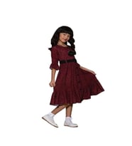 Gülücük Kids Kız Çocuk Çiçekli Şifon Elbise 854 - Bordo - 7 YAŞ (Bordo)