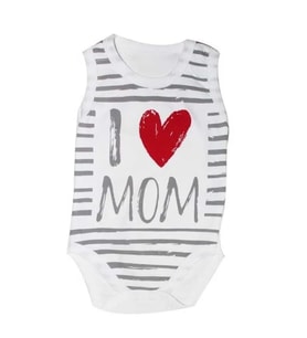 I Love Mom Baskılı Kolsuz Bebe Badi