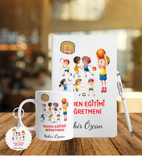 Beden Eğitimi Öğretmenlerine Özel Defter Kalem Kupa & Süblimasyon Anahtarlık Hediye Seti