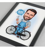 Kişiye Özel Bisiklet Tamircisi Erkek Karikatürlü Resim Çerçevesi