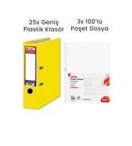 25 Adet Tigra Geniş Klasör 3 Adet Noki 100'lü Poşet Dosya Ofis Seti