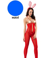 pilelistore Mavi Zincirli Dantel Vücut Çorabı - 1009