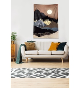 Bej Ay Tutulması Leke Tutmaz Kadife Kumaş Duvar Örtüsü Duvar Halısı Tapestry (KAHVE)