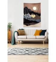 Bej Ay Tutulması Leke Tutmaz Kadife Kumaş Duvar Örtüsü Duvar Halısı Tapestry (KAHVE)