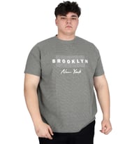Mode XL Büyük Beden Erkek Tişört Baskılı BROOKLYN WAFFLE U25002 Haki