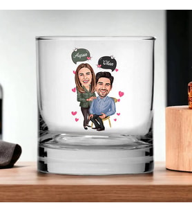 Kişiye Özel Sen ve Ben Çift Karikatürlü Viski Bardağı